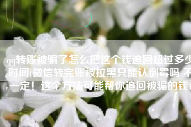 qq转账被骗了怎么把这个钱追回超过多少时间(微信转完账被拉黑只能认倒霉吗 不一定！这个方法可能帮你追回被骗的钱)