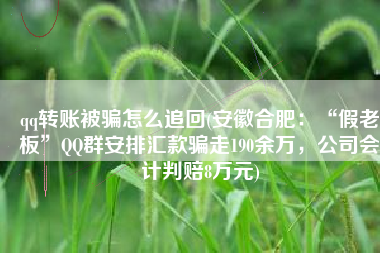 qq转账被骗怎么追回(安徽合肥：“假老板”QQ群安排汇款骗走190余万，公司会计判赔8万元)