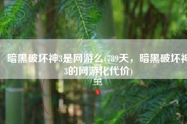 暗黑破坏神3是网游么(789天，暗黑破坏神3的网游化代价)