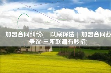 加盟合同纠纷(​以案释法 | 加盟合同惹争议 三所联调有妙招)