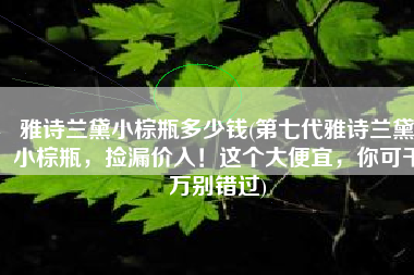 雅诗兰黛小棕瓶多少钱(第七代雅诗兰黛小棕瓶，捡漏价入！这个大便宜，你可千万别错过)