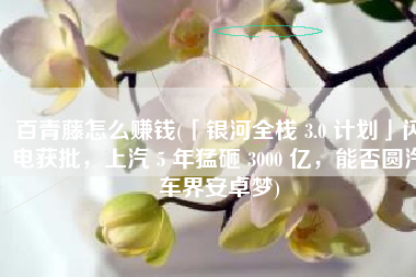 百青藤怎么赚钱(「银河全栈 3.0 计划」闪电获批，上汽 5 年猛砸 3000 亿，能否圆汽车界安卓梦)