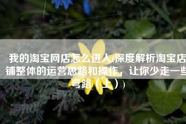 我的淘宝网店怎么进入(深度解析淘宝店铺整体的运营思路和操作，让你少走一些弯路（上）)