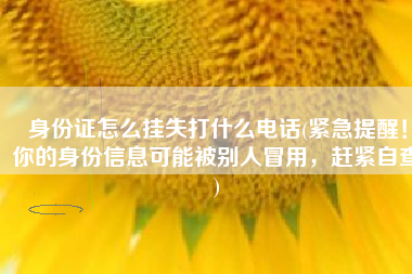 身份证怎么挂失打什么电话(紧急提醒！你的身份信息可能被别人冒用，赶紧自查)