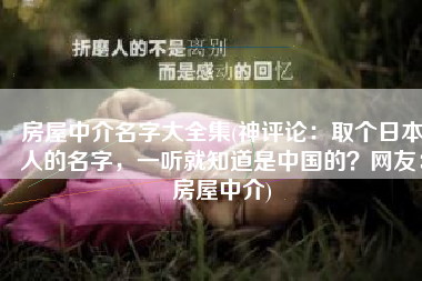 房屋中介名字大全集(神评论：取个日本人的名字，一听就知道是中国的？网友：房屋中介)