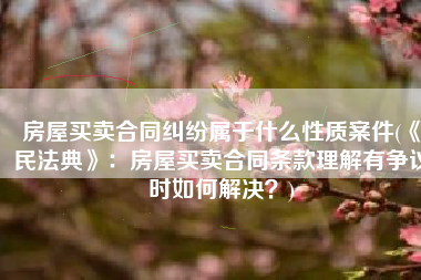 房屋买卖合同纠纷属于什么性质案件(《民法典》：房屋买卖合同条款理解有争议时如何解决？)