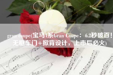 gran coupe(宝马4系Gran Coupe：6.2秒破百！无框车门+掀背设计，上市后必火)