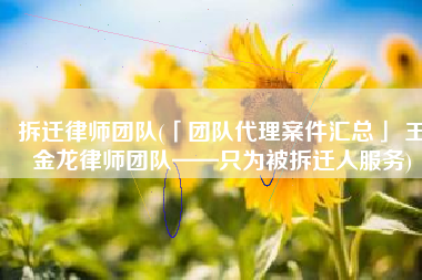 拆迁律师团队(「团队代理案件汇总」 王金龙律师团队——只为被拆迁人服务)