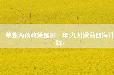 单独两孩政策是哪一年(九州激荡四海升腾)