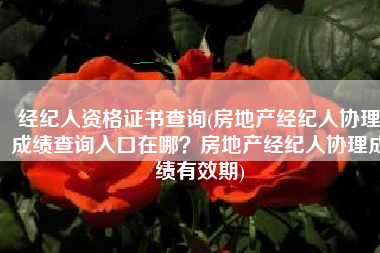 经纪人资格证书查询(房地产经纪人协理成绩查询入口在哪？房地产经纪人协理成绩有效期)