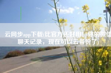 云同步app下载(比官方还好用！你的微信聊天记录，现在可以云备份了)