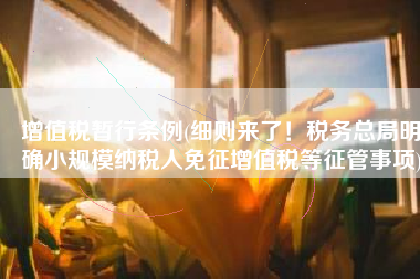 增值税暂行条例(细则来了！税务总局明确小规模纳税人免征增值税等征管事项)