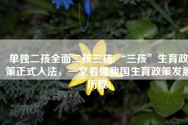 单独二孩全面二孩三孩(“三孩”生育政策正式入法，一文看懂我国生育政策发展历程)