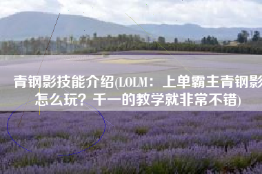 青钢影技能介绍(LOLM：上单霸主青钢影怎么玩？千一的教学就非常不错)