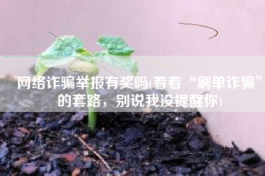 网络诈骗举报有奖吗(看看“刷单诈骗”的套路，别说我没提醒你)
