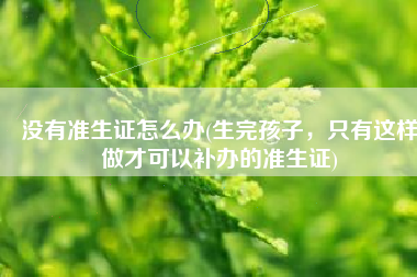 没有准生证怎么办(生完孩子，只有这样做才可以补办的准生证)