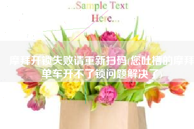 摩拜开锁失败请重新扫码(您吐槽的摩拜单车开不了锁问题解决了)