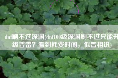 dnf刷不过深渊(dnf100级深渊刷不过只能升级普雷？看到耗费时间，似曾相识)
