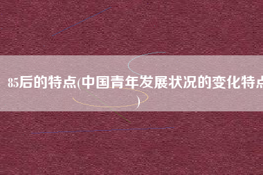85后的特点(中国青年发展状况的变化特点)