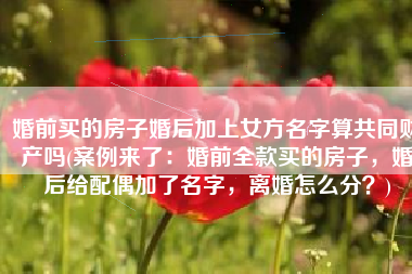 婚前买的房子婚后加上女方名字算共同财产吗(案例来了：婚前全款买的房子，婚后给配偶加了名字，离婚怎么分？)