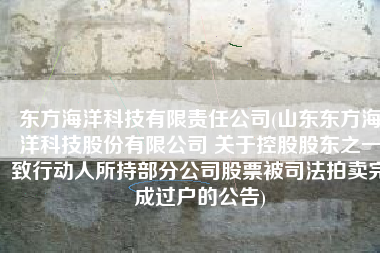 东方海洋科技有限责任公司(山东东方海洋科技股份有限公司 关于控股股东之一致行动人所持部分公司股票被司法拍卖完成过户的公告)