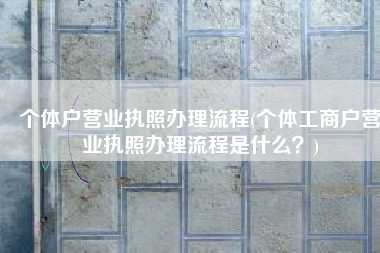 个体户营业执照办理流程(个体工商户营业执照办理流程是什么？)