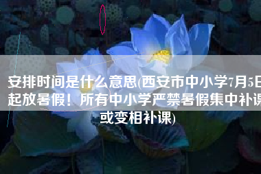 安排时间是什么意思(西安市中小学7月5日起放暑假！所有中小学严禁暑假集中补课或变相补课)