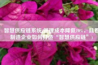 智慧供应链系统(管理成本降低10%，且看制造企业如何打造“智慧供应链”)