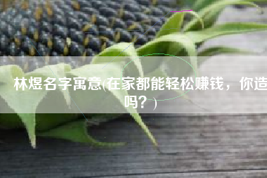 林煜名字寓意(在家都能轻松赚钱，你造吗？)