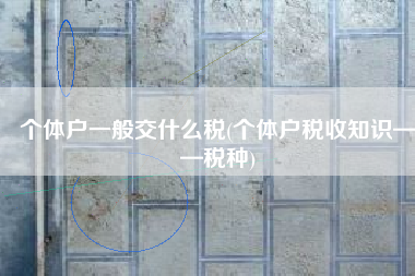 个体户一般交什么税(个体户税收知识——税种)