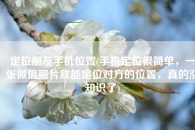 定位朋友手机位置(手机定位很简单，一张微信照片就能定位对方的位置，真的涨知识了)