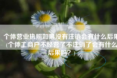 个体营业执照如果没有注销会有什么后果(个体工商户不经营了不注销了会有什么后果吗？)