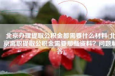 北京办理提取公积金都需要什么材料(北京离职提取公积金需要那些资料？问题解答)