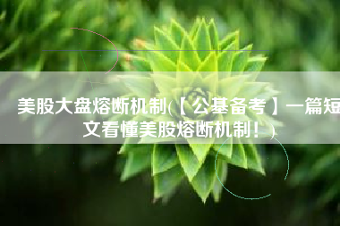 美股大盘熔断机制(【公基备考】一篇短文看懂美股熔断机制！)