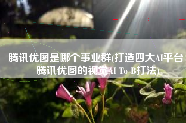 腾讯优图是哪个事业群(打造四大AI平台：腾讯优图的视觉AI To B打法)