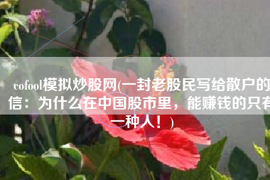 cofool模拟炒股网(一封老股民写给散户的信：为什么在中国股市里，能赚钱的只有一种人！)