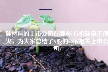 硅材料的上市公司有哪些(有机硅最近很火，为大家总结了A股的20家相关上市公司)
