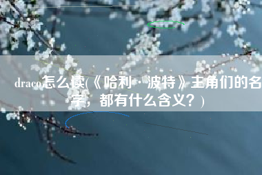 draco怎么读(《哈利·波特》主角们的名字，都有什么含义？)