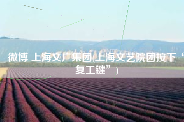 微博 上海文广集团(上海文艺院团按下“复工键”)