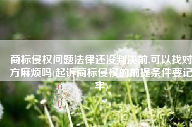 商标侵权问题法律还没判决前,可以找对方麻烦吗(起诉商标侵权的前提条件要记牢)