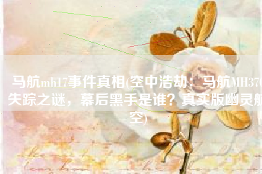 马航mh17事件真相(空中浩劫：马航MH370失踪之谜，幕后黑手是谁？真实版幽灵航空)