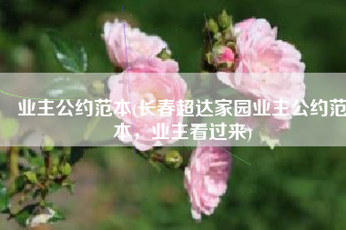 业主公约范本(长春超达家园业主公约范本，业主看过来)