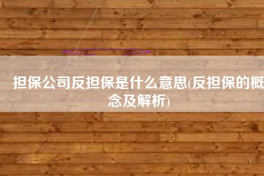 担保公司反担保是什么意思(反担保的概念及解析)