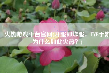 火热游戏平台官网(开服即炸服，EVE手游为什么如此火热？)