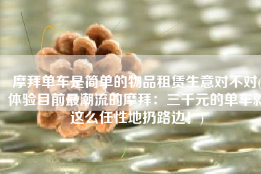 摩拜单车是简单的物品租赁生意对不对(体验目前最潮流的摩拜：三千元的单车就这么任性地扔路边！)