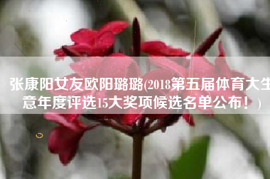 张康阳女友欧阳璐璐(2018第五届体育大生意年度评选15大奖项候选名单公布！)