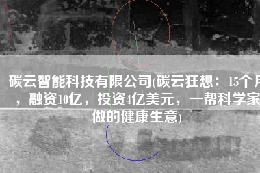 碳云智能科技有限公司(碳云狂想：15个月，融资10亿，投资4亿美元，一帮科学家做的健康生意)