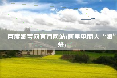 百度淘宝网官方网站(阿里电商大“淘”杀)