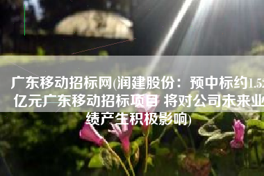 广东移动招标网(润建股份：预中标约1.52亿元广东移动招标项目 将对公司未来业绩产生积极影响)