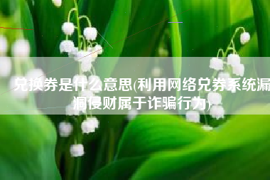 兑换券是什么意思(利用网络兑券系统漏洞侵财属于诈骗行为)